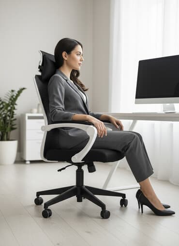 спинка для офисного кресла: Офис креслолор, Жаңы, Дөңгөлөктүү, түсү - Кара — 1