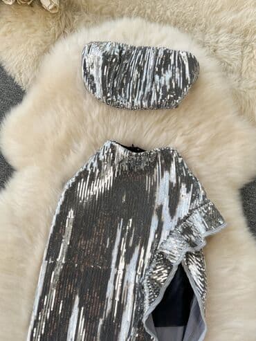 платье с пайетками большого размера: Летняя двойка 🧊 с нежными пайетками, не колется, комфортно в — 1