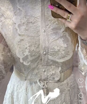 черное платье с кружевными рукавами: Вечернее платье, А-силуэт, Длинная модель, С рукавами, S — 2