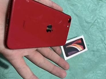 iphone ipad: IPhone SE 2020, Б/у, 64 ГБ, Красный, Чехол, Коробка, 77 % — 4