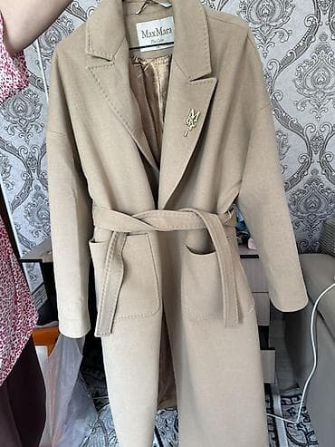Сырт кийим: Пальто Max Mara The Cube, бежевое - Классический крой с английским — 2