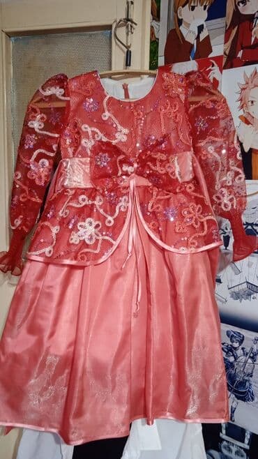 Детское платье, цвет - Красный, Б/у