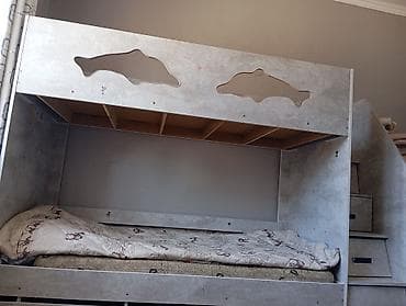 комоды с зеркалом: Двухъярусная детская кровать, ЛДСП, цвет - Серый — 2