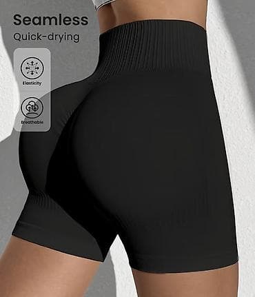 шорты для зала: Лосины и шорты безшовные с пуш-ап эффектом Черные, новые. Для фитнеса — 2