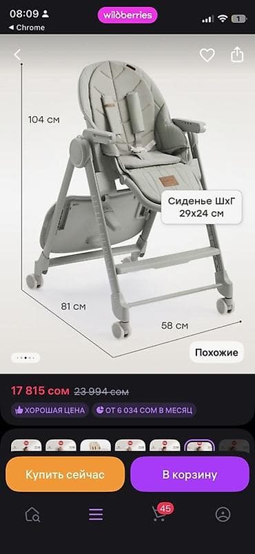 Детский стульчик для кормления+ шнзлонг Little Hedonist, серый - — 3