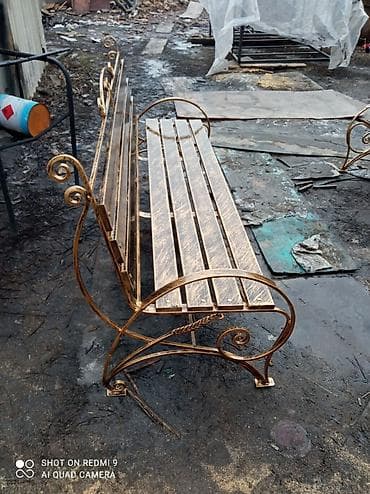 Детская мебель: Скамейка Металл, Со спинкой, Без крыши — 8