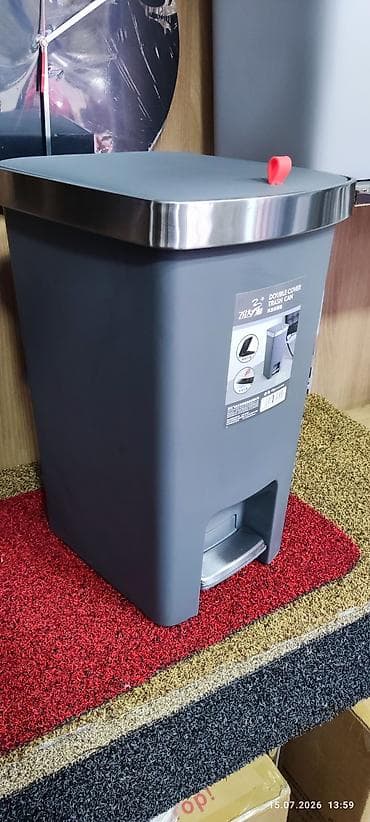 Хозтовары: Мусорное ведро Double Cover Trash Can, 25 л - Объем: 25 литров — — 4