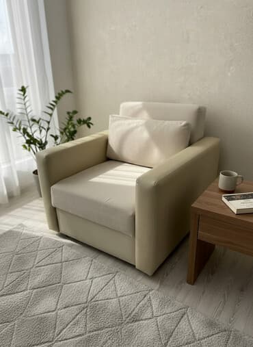 туз диван: Кресло-кровать, Б/у, Односпальный, Самовывоз, цвет - Бежевый — 1
