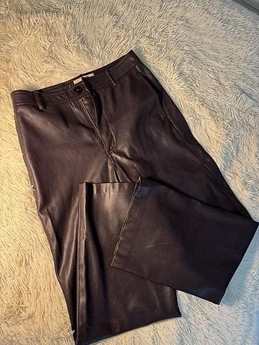 коженные брюки: Прямые брюки из эко-кожи бордового оттенка.БОРДО РАЗМЕР S-M КОРИЧНЕВЫЕ — 5