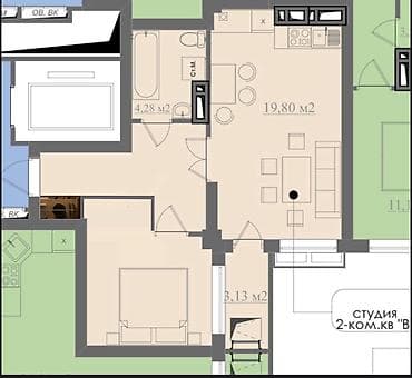 2 комнаты, 49 м², Элитка, 10 этаж, Готовая ПСО (под самоотделку)