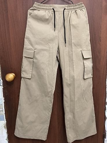 футболка hba: Брюки карго, бежевые - Прямой свободный крой - Плотная хлопковая — 2