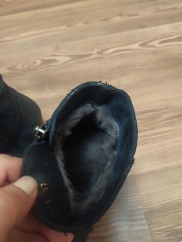 сапоги из натурального меха и кожи: Сапоги, 37, Leon, Б/у, цвет - Синий, Самовывоз — 5