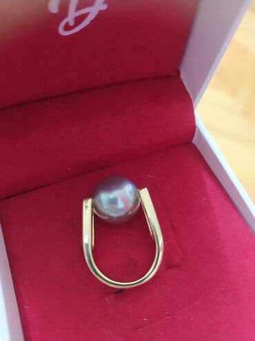 чёрное кольцо из вольфрама: Кольцо, Печатка, Проба 925, Женские, Жемчуг, Новый — 4