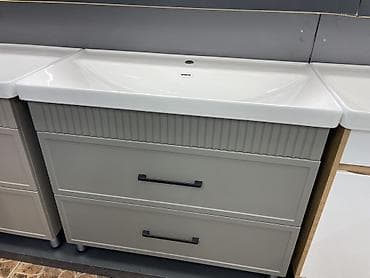 Тумба для ванны, С раковиной, цвет - Серый