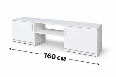 Телевизордун шкаф жана стенди, Жаңы, Полго орнотулма, ЛДСП, түсү - Ак