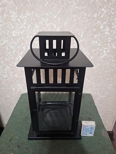 Металлический фонарь для свечей - Материал: сталь с матовым черным