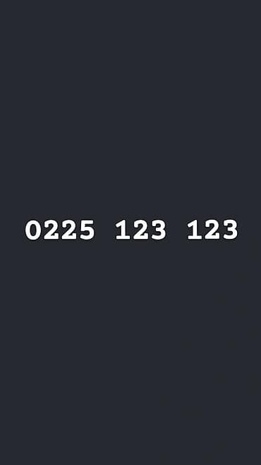 123: 0225 123 123 Beeline 

цена за номер 5000сом

звоните на 0505505551 — 1