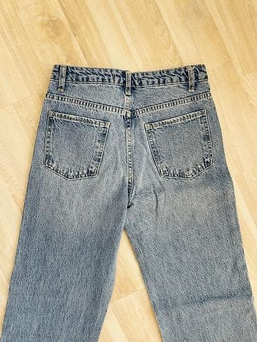 denim: Джинсы, Прямые, Турция, Высокая талия, С бахромой, XS, S — 3