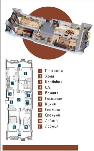 квартира арча бешик без хозяин: 3 комнаты, 111 м², Элитка, 15 этаж, ПСО (под самоотделку) — 5