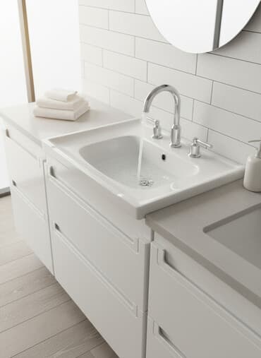 мойка шкаф для кухни: Белая керамическая раковина прямоугольной формы с интегрированным — 1