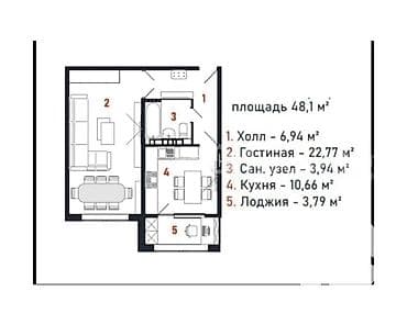 сдается квартира церковь: 1 комната, 48 м², 108 серия, 7 этаж, Готовая ПСО (под самоотделку) — 2