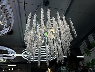 Подвесная люстра с каскадными кристаллами - Эффектный дизайнерский