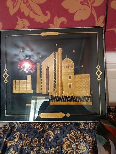 Панно “Регистан” (Самарканд) — инкрустация соломкой в раме под