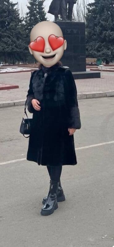 прокат мужских костюмов [возьми на прокат] бишкек фото: Норковая шуба чёрный бриллиант воротник стойка ниже колена Воротник — 1