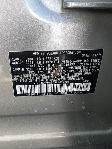 Subaru Ascent: 2018 г., 2.4 л, Вариатор, Бензин, Кроссовер — 9