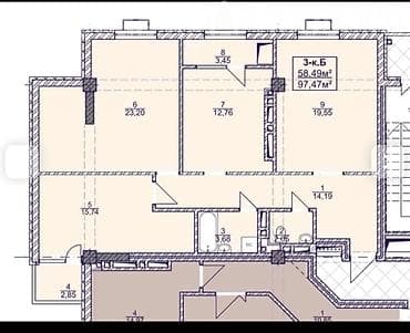 Квартиры: 3 комнаты, 97 м², Элитка, 7 этаж, Готовая ПСО (под самоотделку) — 3