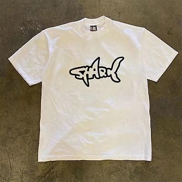 Личные вещи: Футболка с принтом “SHARK” - Базовая футболка унисекс с круглым — 2