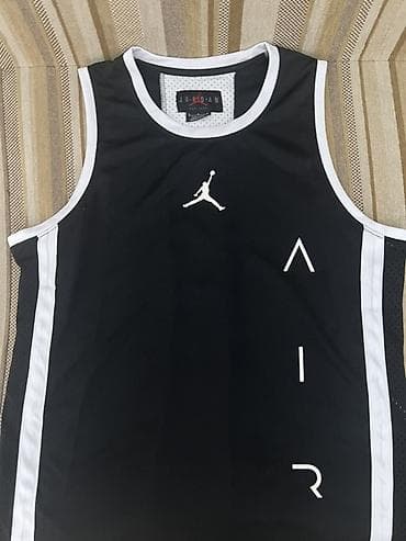 Личные вещи: Баскетбольная майка Jordan Air без рукавов. - Цвет: черный с белыми — 1