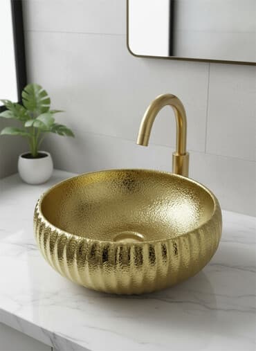 раковина с пьедесталом: Раковина для ванной, Круглая форма, Материал: Керамика, Размер: 40 x 40 см — 1