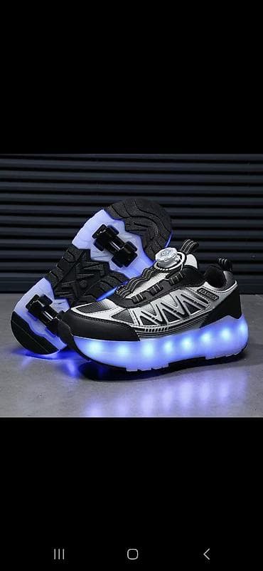 термо крассовки: Кроссовки-ролики со светящейся подошвой - 2-в-1: повседневные — 2