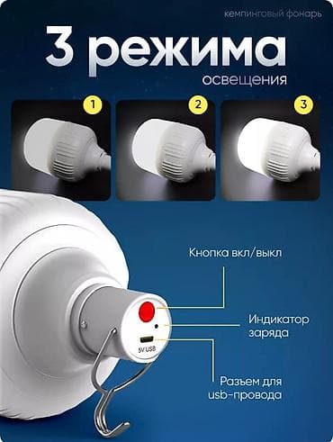 кемпинговый фонарь: Светодиодная лампочка на крючке с зарядкой от USB - это удобное и — 2