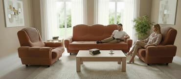 удобная мебель: Комплект мягкой мебели, цвет - Оранжевый — 3