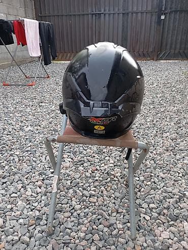 ролики и самокат: Мотошлем AXOR (полноразмерный, интеграл), цвет — глянцевый черный — 2