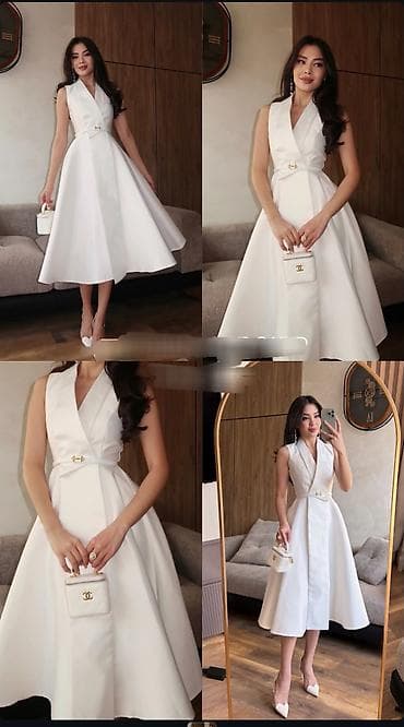 платье на запах: Вечернее платье (платье надето на 1 вечер) - Элегантное белое платье — 3