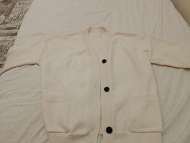 slim patch: Кардиган базовый, кремово-молочного цвета. - Фасон: прямой, на — 2