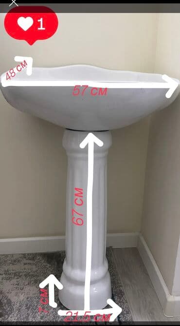 столешницы в ванную на заказ: Ванна үчүн раковина, Чарчы формасы, Материалы: Акрил, Өлчөмү: 67 x 57 см — 1