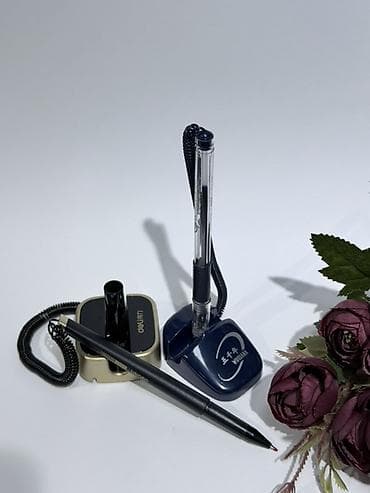 Настольные ручки на подставке с пружинным шнуром (антикражные) —