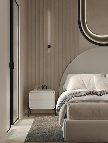 спальный уголок в комнату: Минималистичный комплект мебели и освещения для спальни/кабинета в — 8