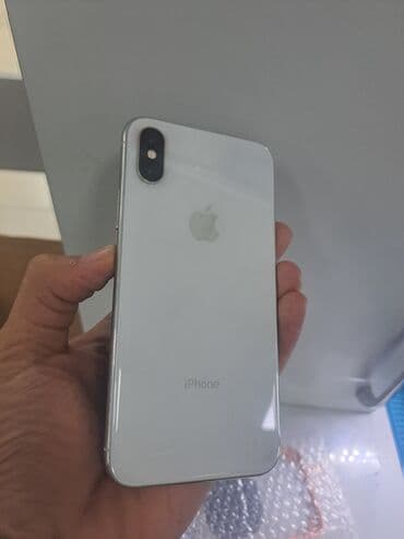 телефондор буу: IPhone X, Колдонулган, 64 ГБ, Күмүш, Каптама, 62 % — 1
