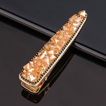 золотой набор с изумрудом: Заколка для волос, золотистого цвета с камнями — 1