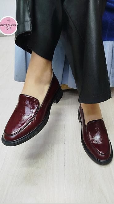 туфли милицейский: Женские лоферы бордового цвета - Модель: классические лоферы без — 5