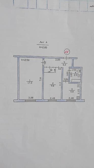 72: 2 комнаты, 43 м², 10 мкр 104 серия, 1 этаж — 9