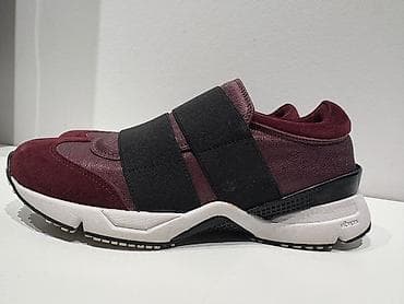 кеды ванс: Кроссовки-слипоны бордового цвета с эластичными ремнями Итальянский — 1