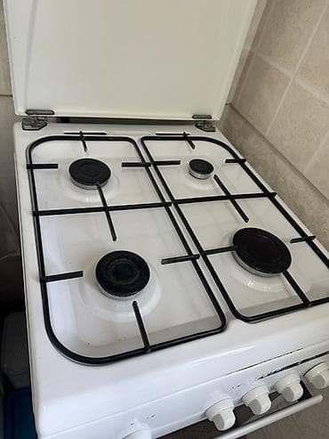 электрические плиты: Газовая плита с духовкой, белая, стандартная ширина 50 см — 2