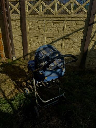 коляски с перекидной ручкой прогулочные: Коляска, цвет - Голубой, Б/у — 5