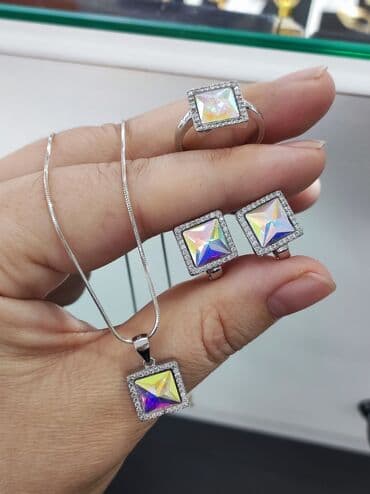 свадебные наборы ручной: Серебро 925 пробы Серебряный комплект+ цепочка Размеры имеются — 2